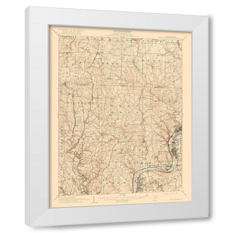 New Kensington Pennsylvania Quad - USGS 1910 White Modern Wood Framed Art Print by USGS