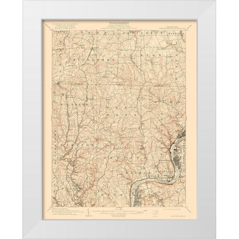 New Kensington Pennsylvania Quad - USGS 1910 White Modern Wood Framed Art Print by USGS
