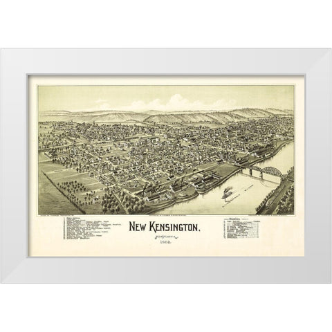 New Kensington Pennsylvania - Fowler 1902 White Modern Wood Framed Art Print by Fowler