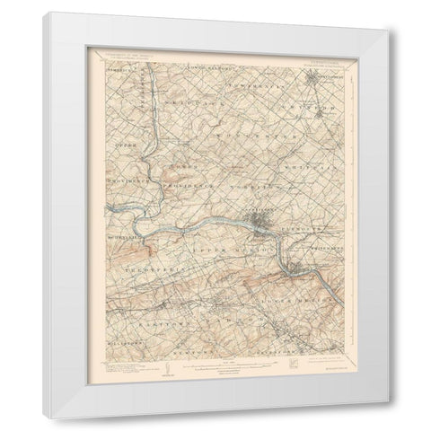 Norristown Pennsylvania Quad - USGS 1895 White Modern Wood Framed Art Print by USGS