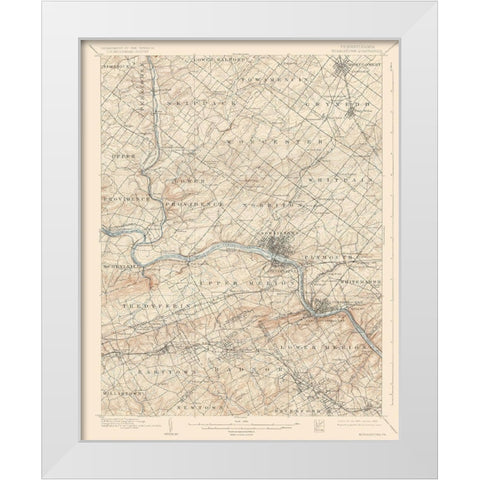 Norristown Pennsylvania Quad - USGS 1895 White Modern Wood Framed Art Print by USGS