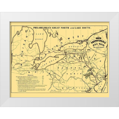 North Pennsylvania Railroad - Kollner 1853 White Modern Wood Framed Art Print by Kollner