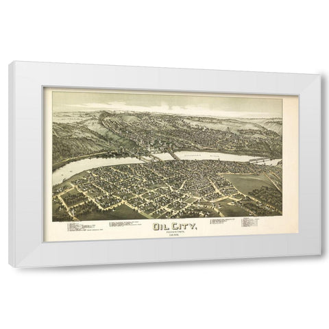 Oil City Pennsylvania - Fowler 1896 White Modern Wood Framed Art Print by Fowler