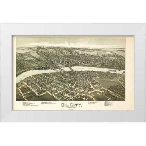 Oil City Pennsylvania - Fowler 1896 White Modern Wood Framed Art Print by Fowler