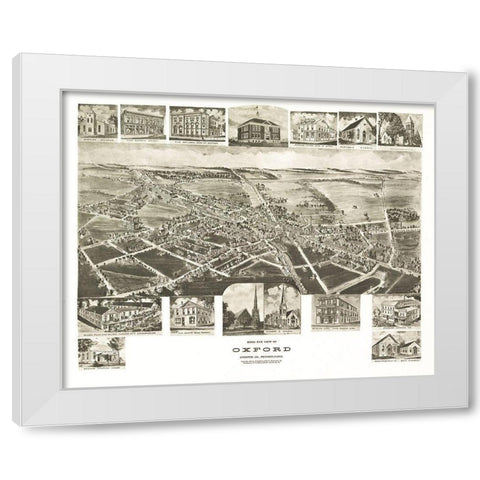 Oxford Pennsylvania - Fowler 1907 White Modern Wood Framed Art Print by Fowler