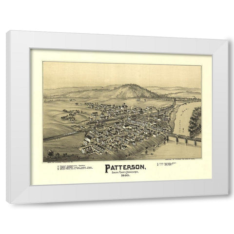 Patterson Pennsylvania - Fowler 1895 White Modern Wood Framed Art Print by Fowler