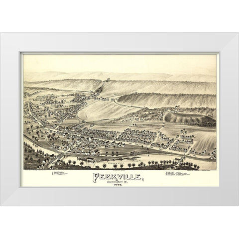 Peckville Pennsylvania - Fowler 1892 White Modern Wood Framed Art Print by Fowler