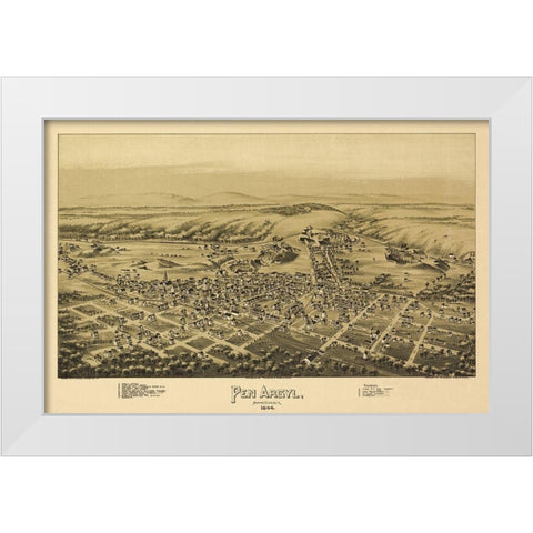 Pen Argyl Pennsylvania - Fowler 1894 White Modern Wood Framed Art Print by Fowler