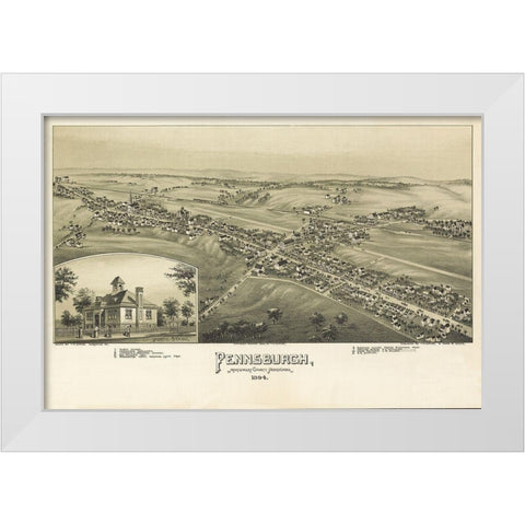 Pennsburg Pennsylvania - Fowler 1894 White Modern Wood Framed Art Print by Fowler