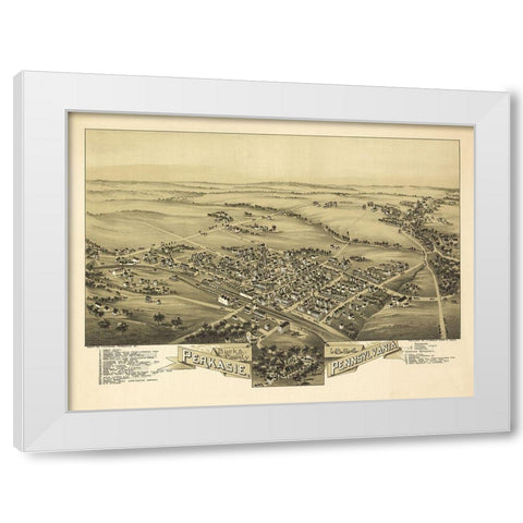 Perkasie Pennsylvania - Fowler 1894 White Modern Wood Framed Art Print by Fowler