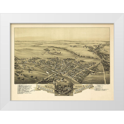 Perkasie Pennsylvania - Fowler 1894 White Modern Wood Framed Art Print by Fowler