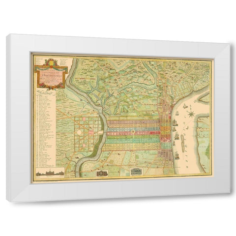 Philadelphia Pennsylvania Landowner - Varle 1802 White Modern Wood Framed Art Print by Varle