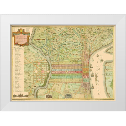 Philadelphia Pennsylvania Landowner - Varle 1802 White Modern Wood Framed Art Print by Varle