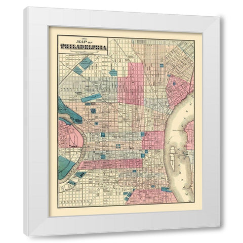 Philadelphia Pennsylvania Street - Beers 1872 White Modern Wood Framed Art Print by Beers