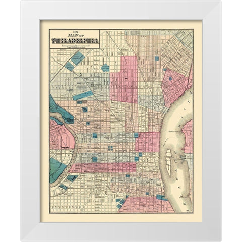 Philadelphia Pennsylvania Street - Beers 1872 White Modern Wood Framed Art Print by Beers