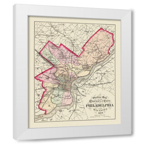 Philadelphia Pennsylvania - Walling 1872 White Modern Wood Framed Art Print by Walling