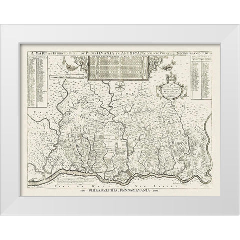 Philadelphia Pennsylvania - Holme 1687 White Modern Wood Framed Art Print by Holme