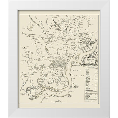 Philadelphia Pennsylvania Landowner - Scull 1753 White Modern Wood Framed Art Print by Scull