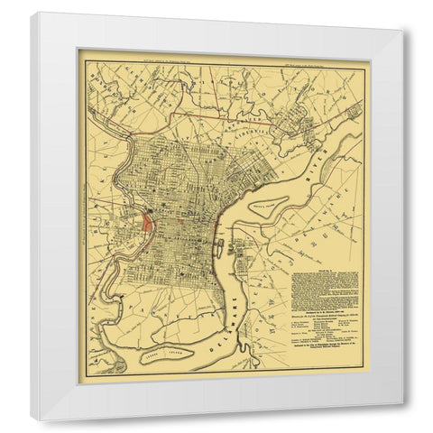 Philadelphia Railroad Plan 2 - Hoxsie 1858 White Modern Wood Framed Art Print by Hoxsie