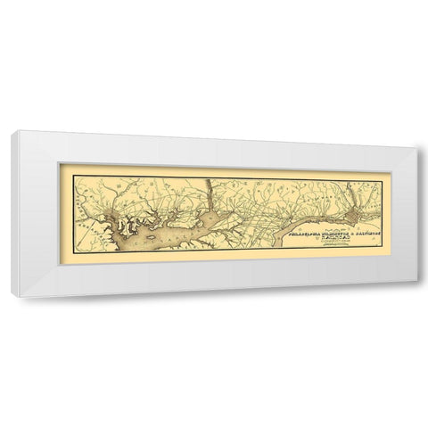 Philadelphia, Wilmington, Baltimore Railroad 1850 White Modern Wood Framed Art Print by Larkin