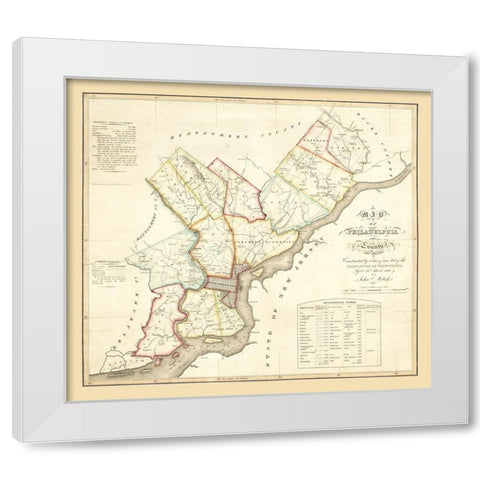 Philadelphia County Pennsylvania - Melisk 1819 White Modern Wood Framed Art Print by Melisk