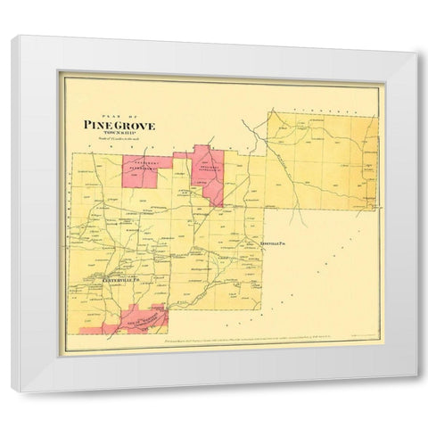 Pine Grove Pennsylvania Landowner - Beers 1865 White Modern Wood Framed Art Print by Beers