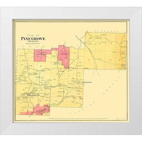 Pine Grove Pennsylvania Landowner - Beers 1865 White Modern Wood Framed Art Print by Beers