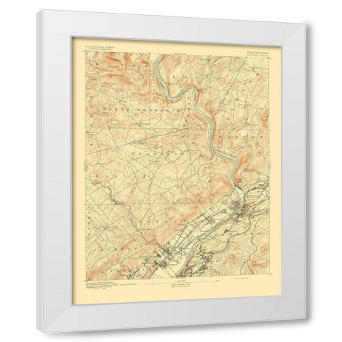 Pittston Pennsylvania Sheet - USGS 1893 White Modern Wood Framed Art Print by USGS