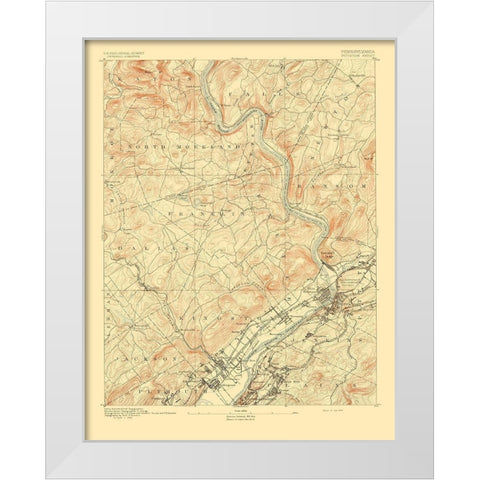 Pittston Pennsylvania Sheet - USGS 1893 White Modern Wood Framed Art Print by USGS