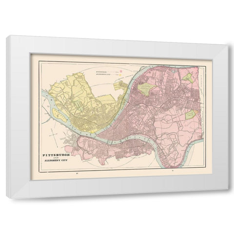 Pittsburgh, Allegheny Pennsylvania - Cram 1892 White Modern Wood Framed Art Print by Cram