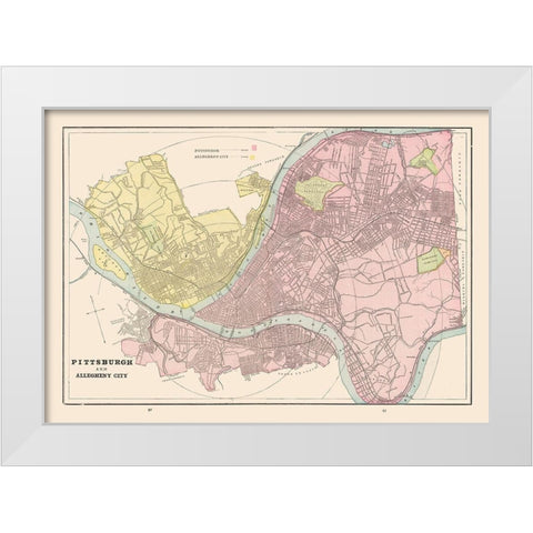 Pittsburgh, Allegheny Pennsylvania - Cram 1892 White Modern Wood Framed Art Print by Cram