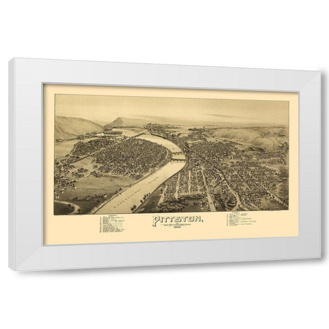 Pittston Pennsylvania - Moyer 1892 White Modern Wood Framed Art Print by Moyer