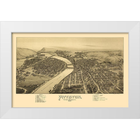 Pittston Pennsylvania - Moyer 1892 White Modern Wood Framed Art Print by Moyer