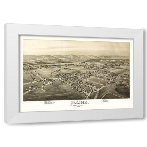 Plains Pennsylvania - Fowler 1892 White Modern Wood Framed Art Print by Fowler