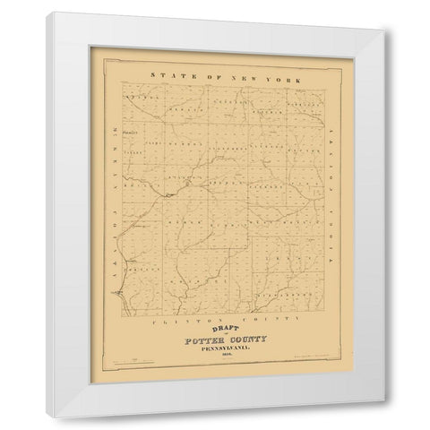 Potter County Pennsylvania - 1856 White Modern Wood Framed Art Print by Unknown