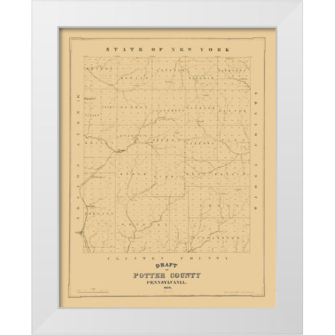 Potter County Pennsylvania - 1856 White Modern Wood Framed Art Print by Unknown