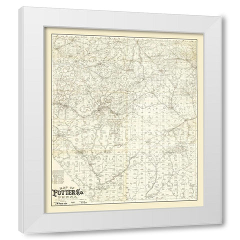 Potter County Pennsylvania - Beers 1893 White Modern Wood Framed Art Print by Beers