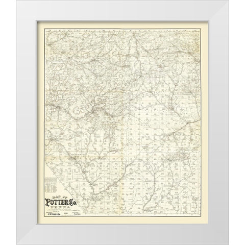 Potter County Pennsylvania - Beers 1893 White Modern Wood Framed Art Print by Beers
