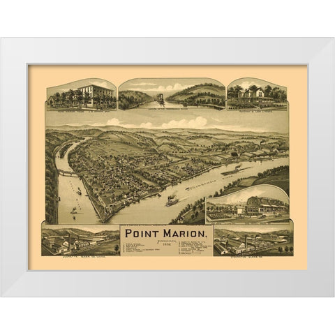 Point Marion Pennsylvania - Fowler 1902 White Modern Wood Framed Art Print by Fowler