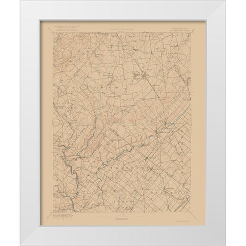 Pennsylvania Quakertown Sheet - USGS 1888 White Modern Wood Framed Art Print by USGS