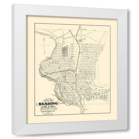 Reading Pennsylvania - Boyd 1877 White Modern Wood Framed Art Print by Boyd