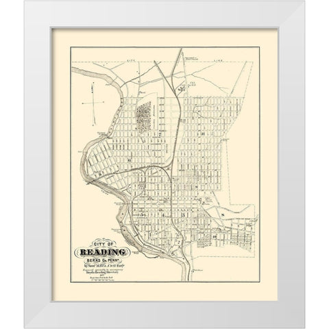 Reading Pennsylvania - Boyd 1877 White Modern Wood Framed Art Print by Boyd