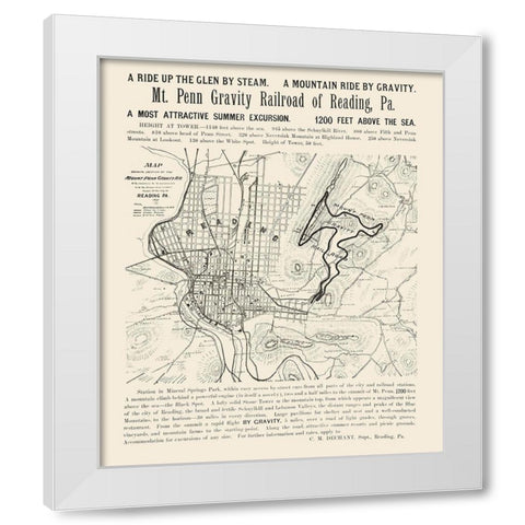 Reading Pennsylvania -1890 White Modern Wood Framed Art Print by Unknown