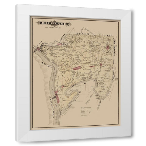 Richland Pennsylvania Landowner - Caldwell 1877 White Modern Wood Framed Art Print by Caldwell