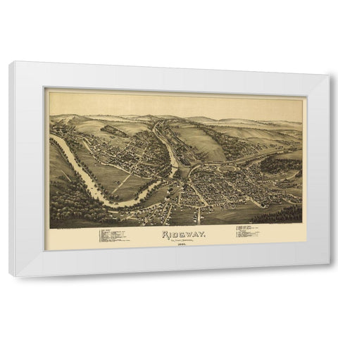 Ridgway Pennsylvania - Fowler 1895 White Modern Wood Framed Art Print by Fowler