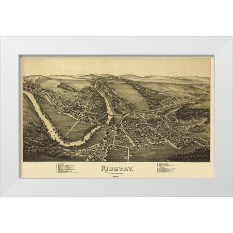 Ridgway Pennsylvania - Fowler 1895 White Modern Wood Framed Art Print by Fowler