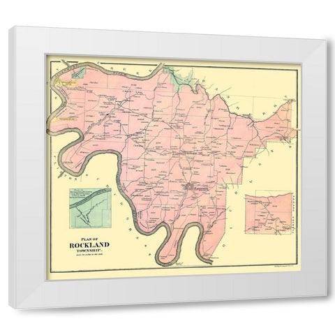 Rockland Pennsylvania Landowner - Mayer 1865 White Modern Wood Framed Art Print by Mayer