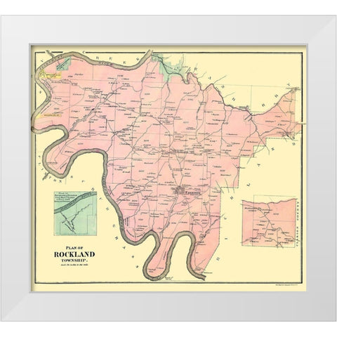 Rockland Pennsylvania Landowner - Mayer 1865 White Modern Wood Framed Art Print by Mayer