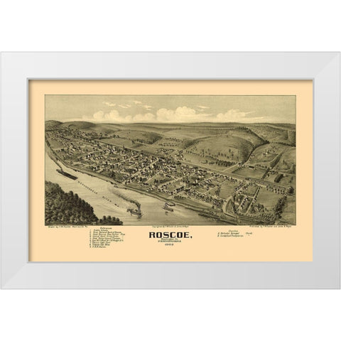 Roscoe Pennsylvania - Fowler 1902 White Modern Wood Framed Art Print by Fowler