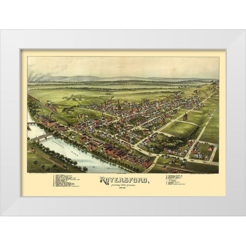 Royersford Pennsylvania - Fowler 1893 White Modern Wood Framed Art Print by Fowler